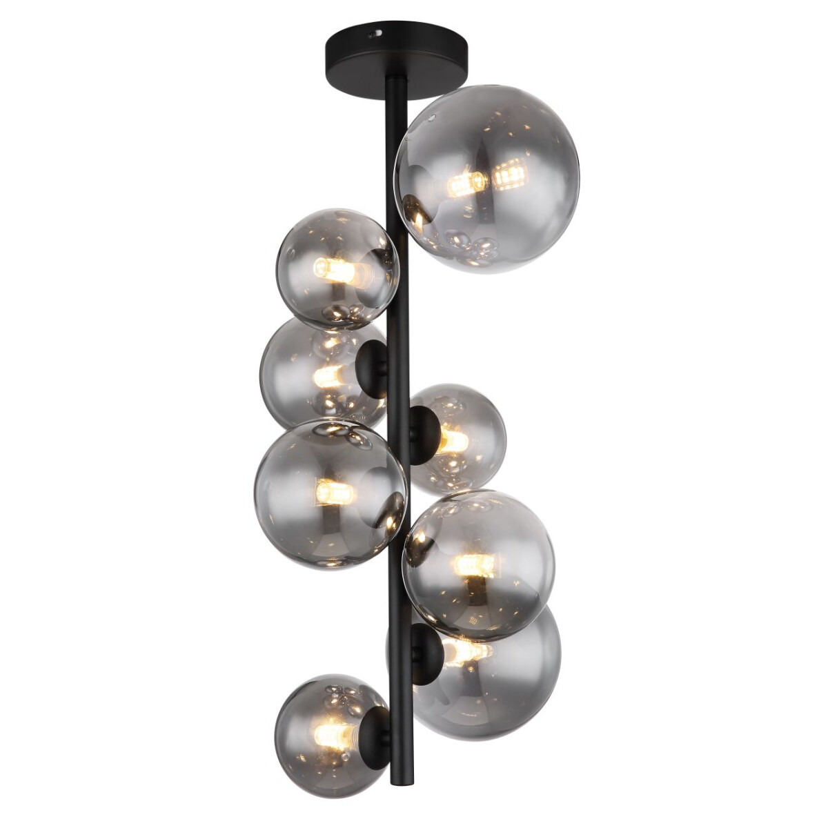 Riha Deckenleuchte Metall Schwarz Matt, 8X G9 Led