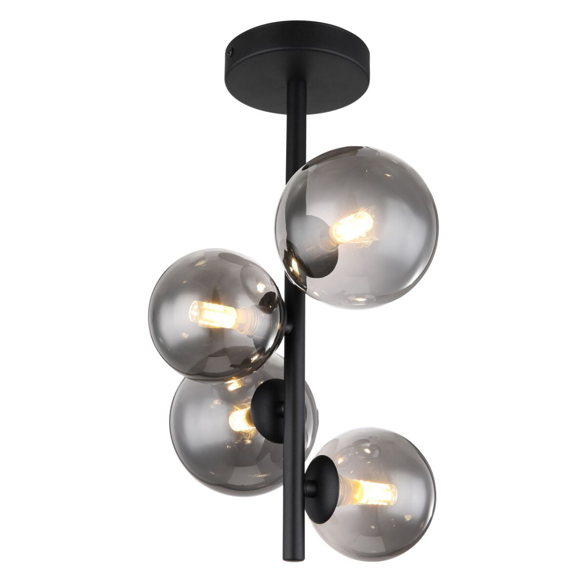 Riha Deckenleuchte Metall Schwarz Matt, 4X G9 Led