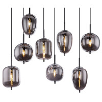 Globo 15345-8 Blacky Hängeleuchte Metall Schwarz, 8X E1