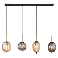 Globo 15345-4A Blacky Hängeleuchte Metall Schwarz Matt,