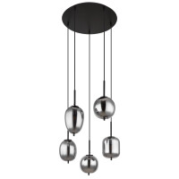 Globo 15345-5 Blacky Hängeleuchte Metall Schwarz Matt, 