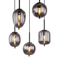 Globo 15345-5 Blacky Hängeleuchte Metall Schwarz Matt, 