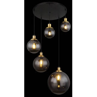 Globo 15860-5H Potter Hängeleuchte Metall Schwarz Matt,