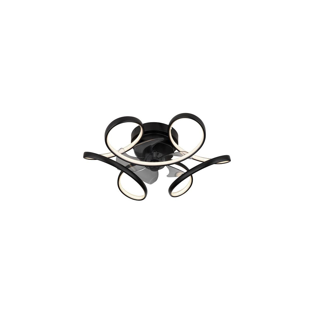 Deckenventilator Metall Schwarz, 1Xled Deckenventilator Metall Schwarz Matt, Led