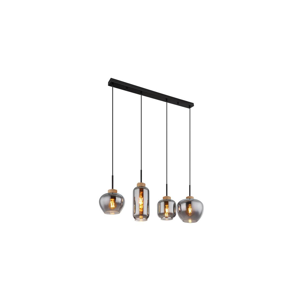 Matt Hängeleuchte Metall Schwarz Matt, 4X E27