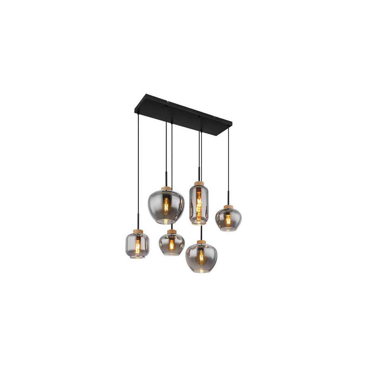 Matt Hängeleuchte Metall Schwarz Matt, 6X E27