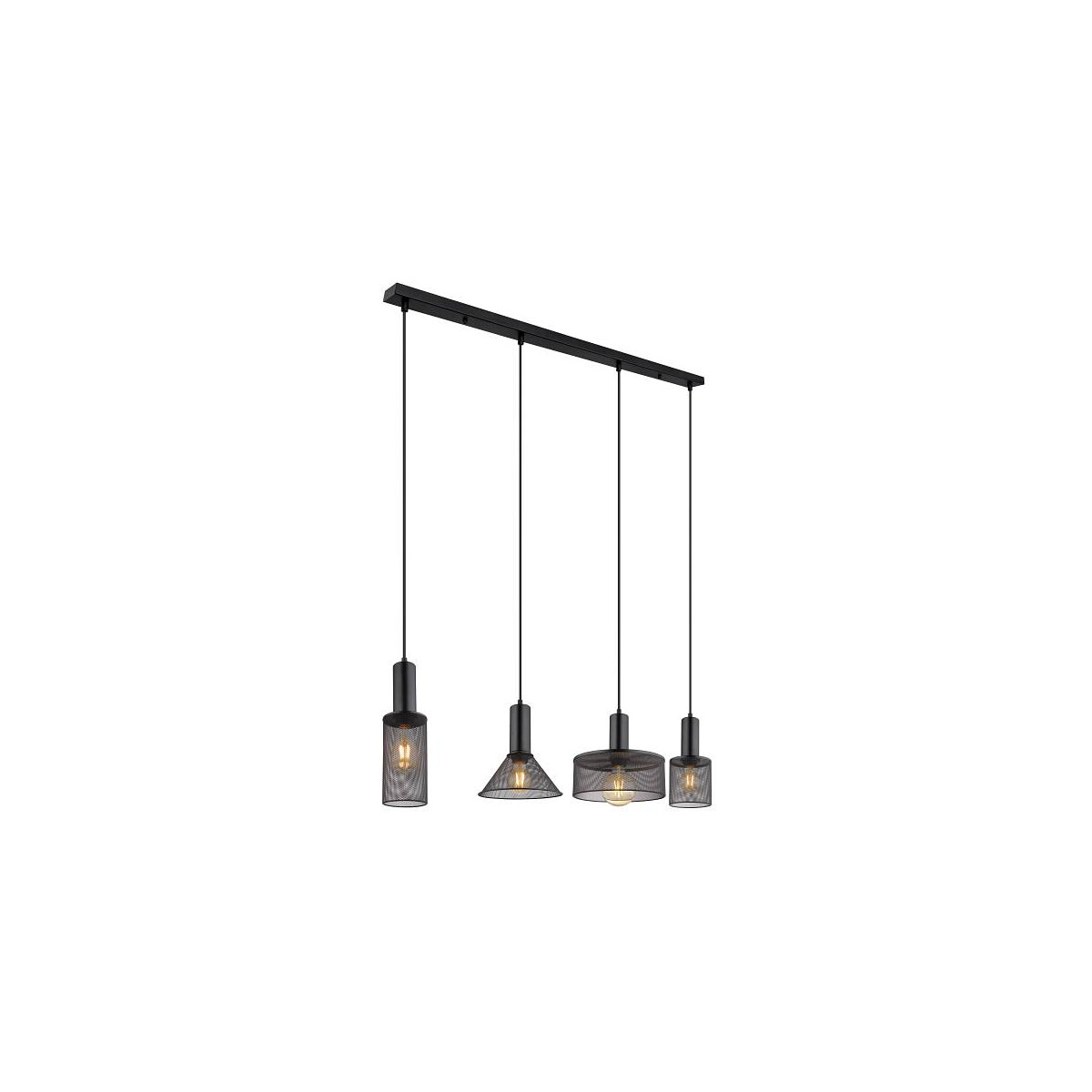 Jedd Hängeleuchte Metall Schwarz Matt, 4X E27