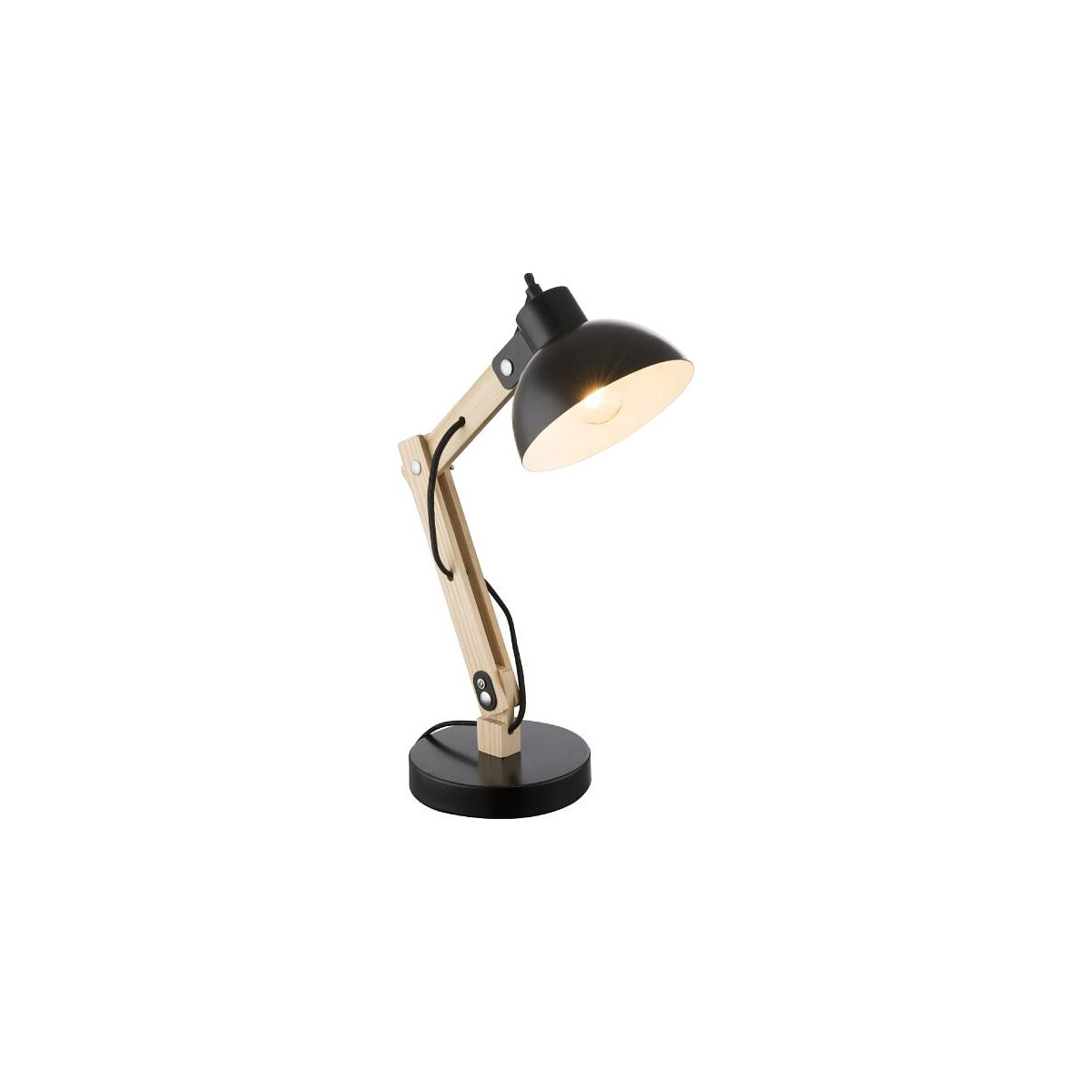 Globo Schreib Tisch Lampe Holz Hell Metall Schwarz Leuchte Spot Beweglich Beleuchtung, 21504