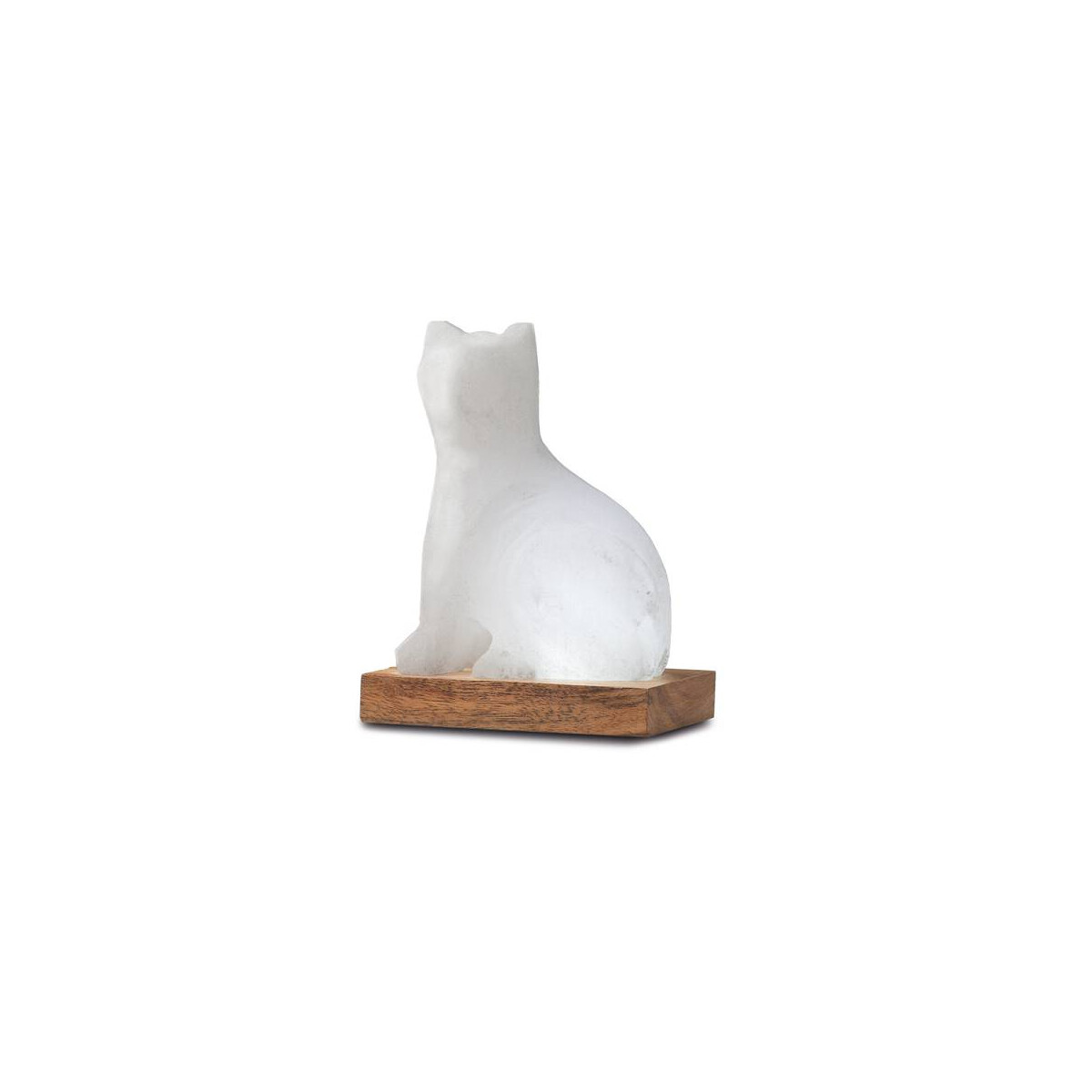 USB KATZE, White Line, mit Holzsockel, H ca. 13 cm