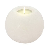 Salzkristall Teelichthalter RUND White L gallery
