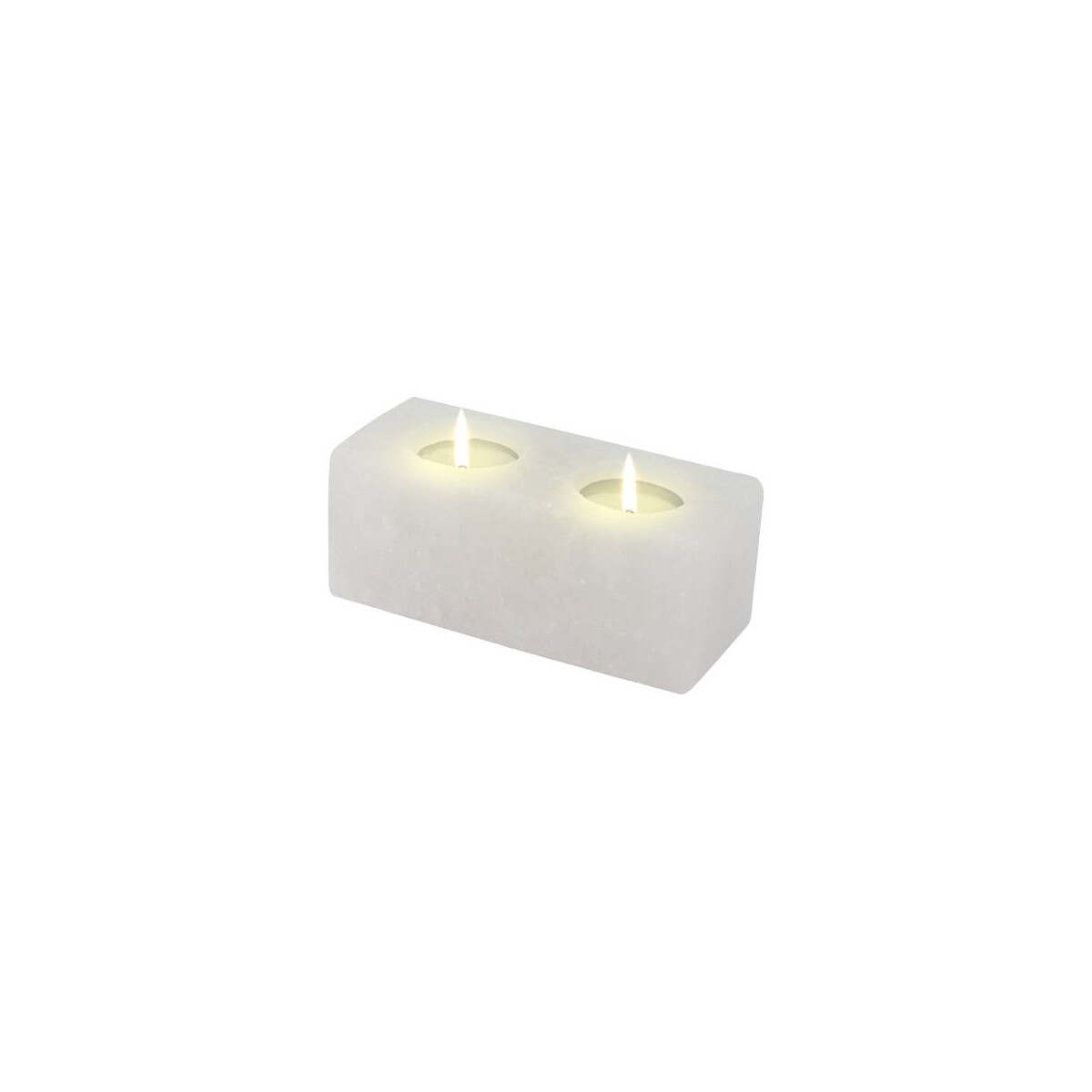 Salzkristall Teelichthalter TWIN-CUBE White Line
