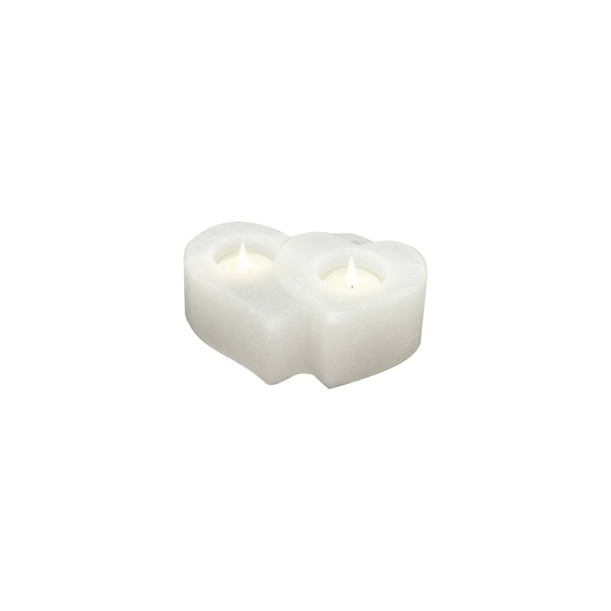 Salzkristall Teelichthalter TWIN-HEART White Line