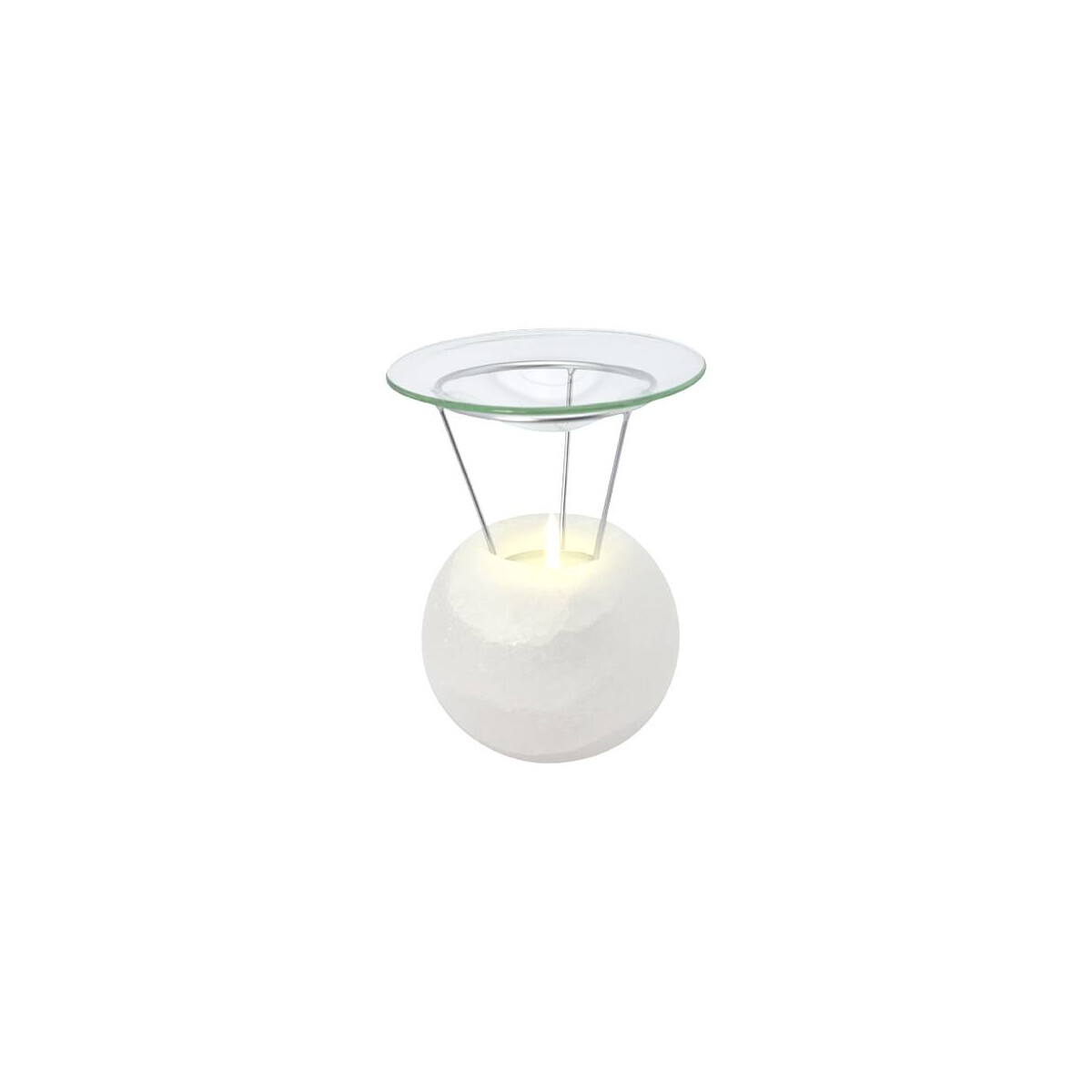 Salzkristall Aromalampe PETITE BALL, White Line, ca. 940 g, Höhe ca. 14 cm