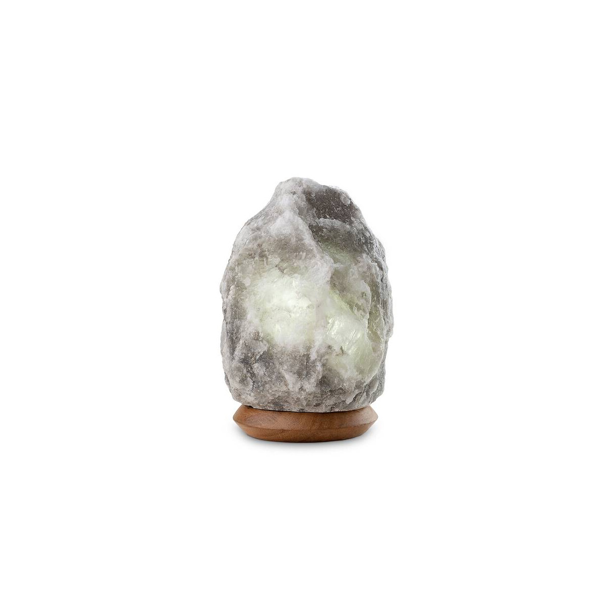 Beleuchteter Salzkristall ROCK, Grey Line, ca. 2-3 kg, mit Holzsockel