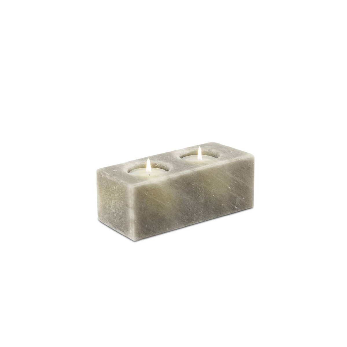 Salzkristall Teelichthalter TWIN CUBE Grey Line