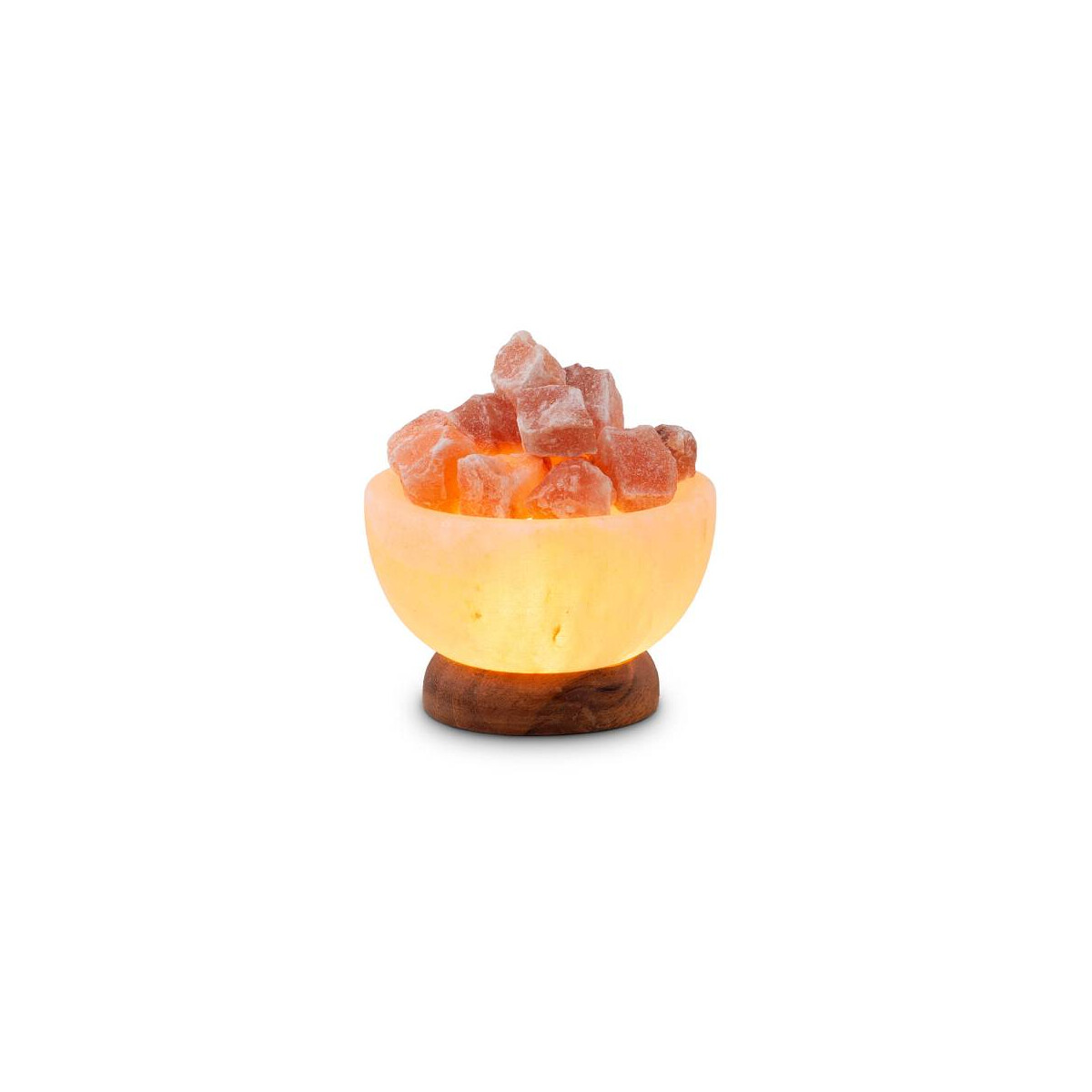 USB Salzschale PETITE RUND, mit Salzkristallen, mit Holzsockel, Ø ca. 9 cm, H ca. 4 cm
