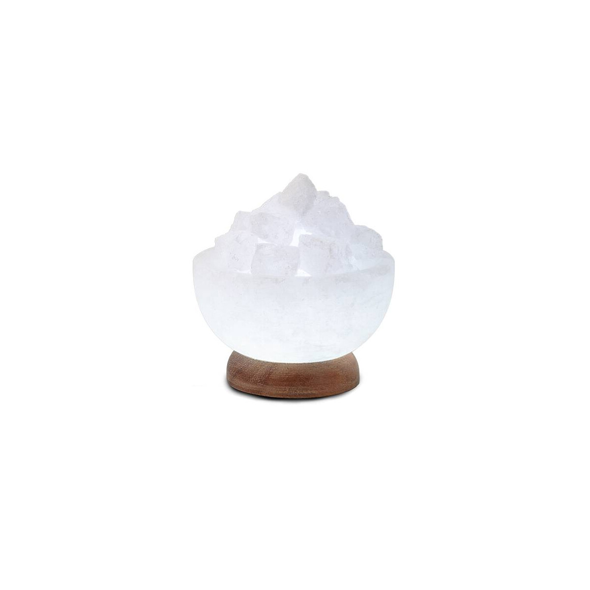 USB Salzschale PETITE RUND, White Line, mit Salzkristallen, mit Holzsockel, Ø ca. 9 cm, H ca. 4 cm