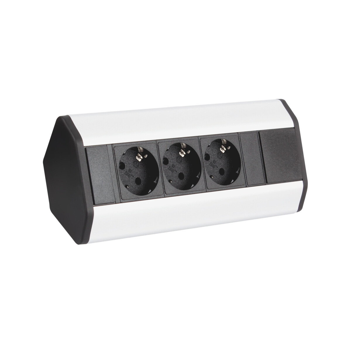 CORNER BOX 3 Ecksteckdose Möbelsteckdose Farbe Aluminium Steckdose Schuko