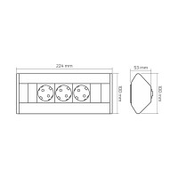 CORNER BOX 3 Ecksteckdose Möbelsteckdose Farbe Aluminiu