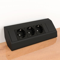CORNER BOX 3 Ecksteckdose Möbelsteckdose Farbe Schwarz 