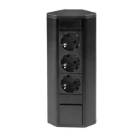CORNER BOX 3 Ecksteckdose Möbelsteckdose Farbe Schwarz 