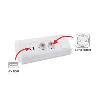 CORNER BOX 2 USB Ecksteckdose Möbelsteckdose Farbe Wei&
