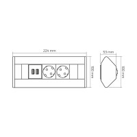 CORNER BOX 2 USB Ecksteckdose Möbelsteckdose Farbe Wei&