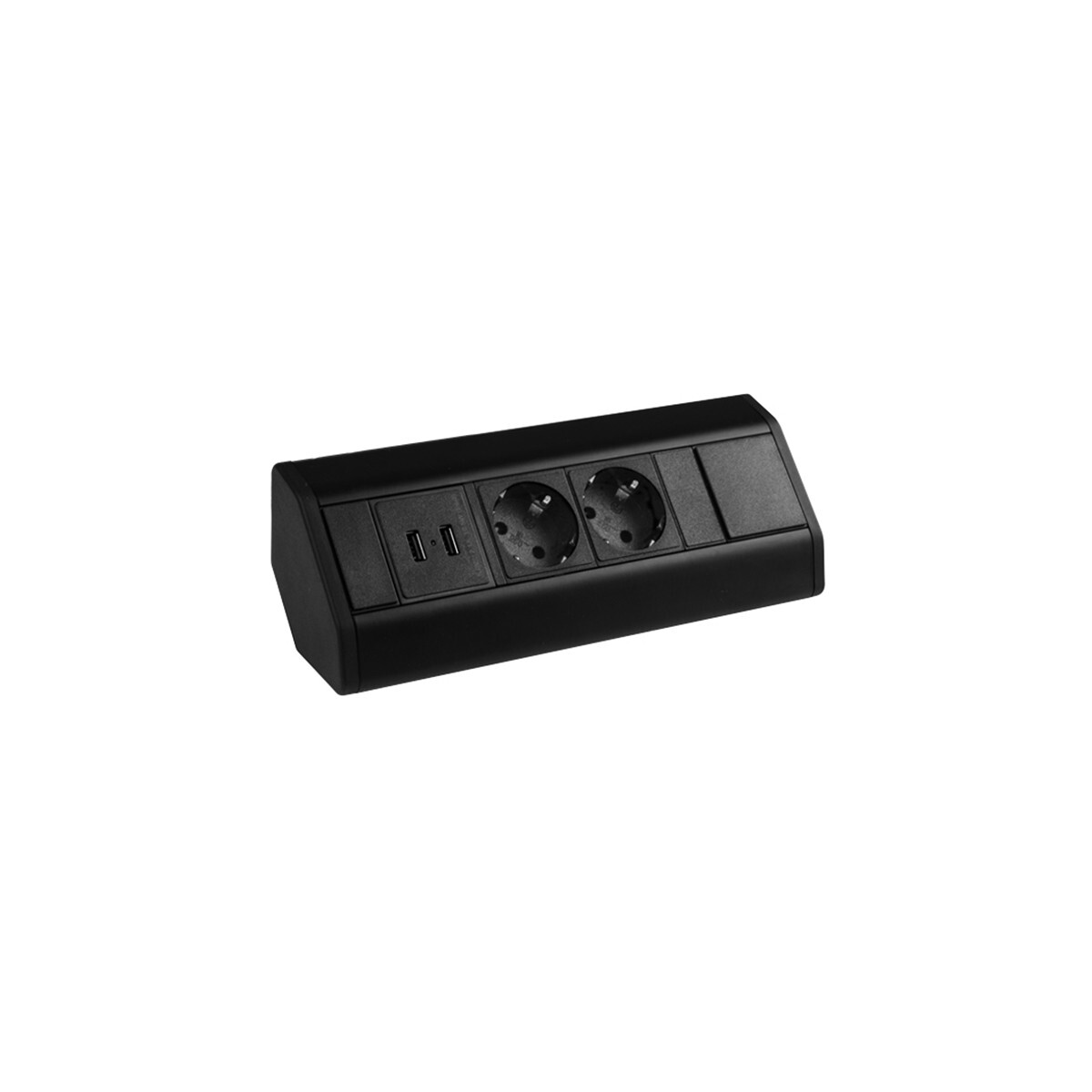 CORNER BOX 2 USB Ecksteckdose Möbelsteckdose Farbe Schwarz Steckdose Schuko