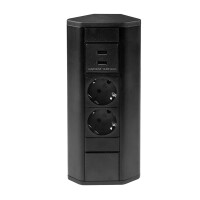 CORNER BOX 2 USB Ecksteckdose Möbelsteckdose Farbe Schw