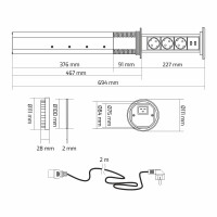 LIFT BOX Möbelsteckdose Automatisch mit USB C Farbe Sch