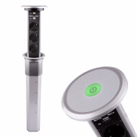 LIFT BOX Möbelsteckdose Automatisch mit USB C Farbe Alu