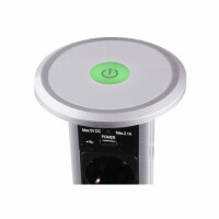 LIFT BOX Möbelsteckdose Automatisch mit USB C Farbe Alu