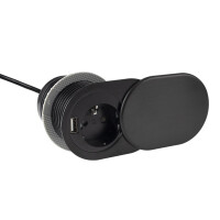 SLIDE BOX MöbelEinbausteckdose SCHUKO mit USB Farbe Sch