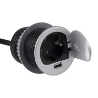 SINGLE BOX Einbausteckdose mit USB (SCHUKO) Farbe Aluminium