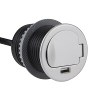 SINGLE BOX Einbausteckdose mit USB (SCHUKO) Farbe Aluminium 
