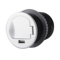 SINGLE BOX Einbausteckdose mit USB (SCHUKO) Farbe Aluminium 