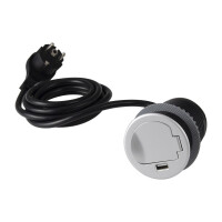 SINGLE BOX Einbausteckdose mit USB (SCHUKO) Farbe Aluminium 