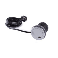 SINGLE BOX Einbausteckdose mit USB (SCHUKO) Farbe Aluminium 
