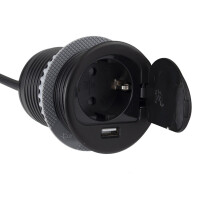 SINGLE BOX Einbausteckdose mit USB (SCHUKO) Farbe Schwarz