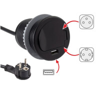 SINGLE BOX Einbausteckdose mit USB (SCHUKO) Farbe Schwarz 2