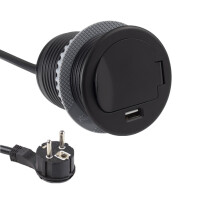 SINGLE BOX Einbausteckdose mit USB (SCHUKO) Farbe Schwarz 3