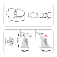 Wand-Bewegungsmelder PIR MODELL 1 IP65 : Farbe - Weiß 