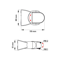 Wand-Bewegungsmelder PIR MODELL 1 IP65 : Farbe - Weiß 