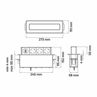 HOP BOX Möbeleinbausteckdose mit USB Typ A + C 5