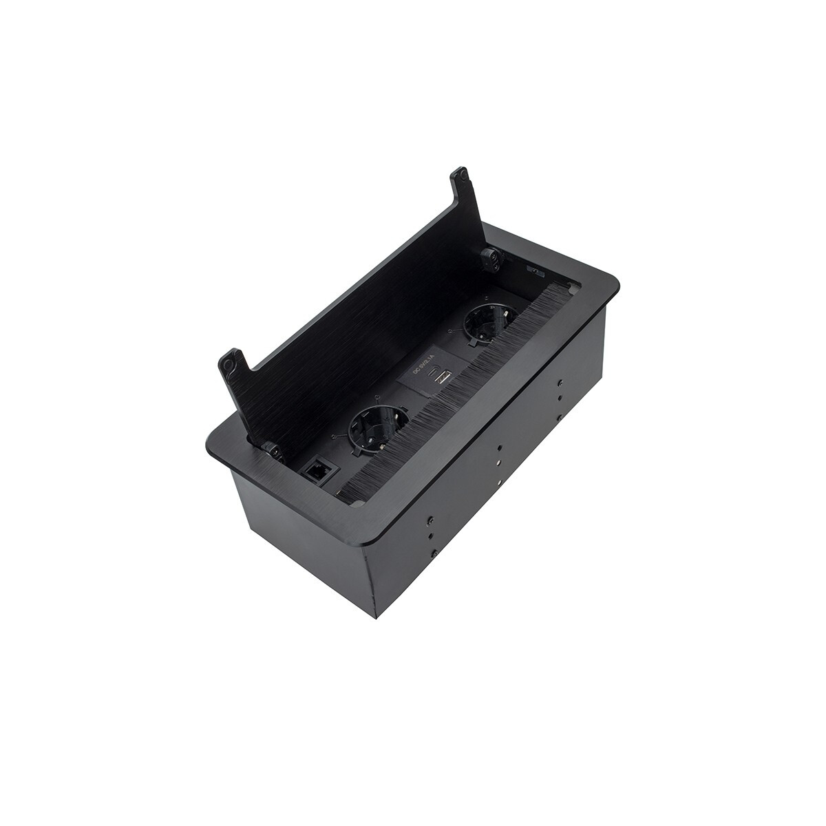 INBOX MöbelEinbausteckdose mit USB A + C RJ45 und HDMI Farbe Schwarz Kabellänge 1.5 m Steckdose Schuko