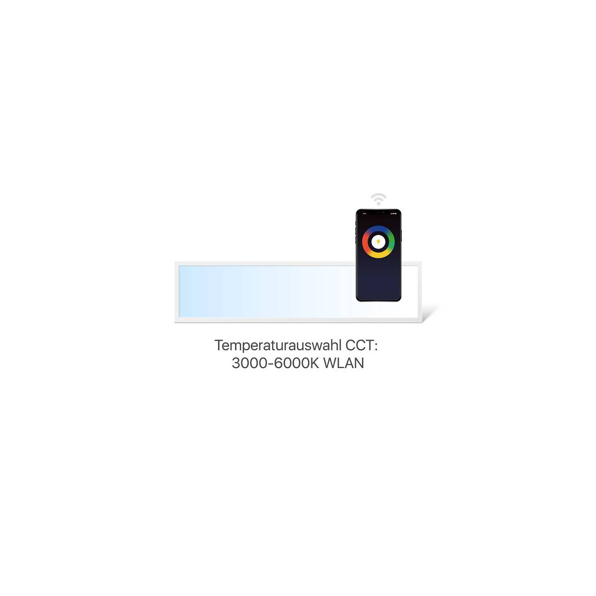 LED Panel steuerbar per APP mit Farbwechel warmweiss - kaltweiss 119,5 x 29,5 cm 4000K inkl. Fernbedienung