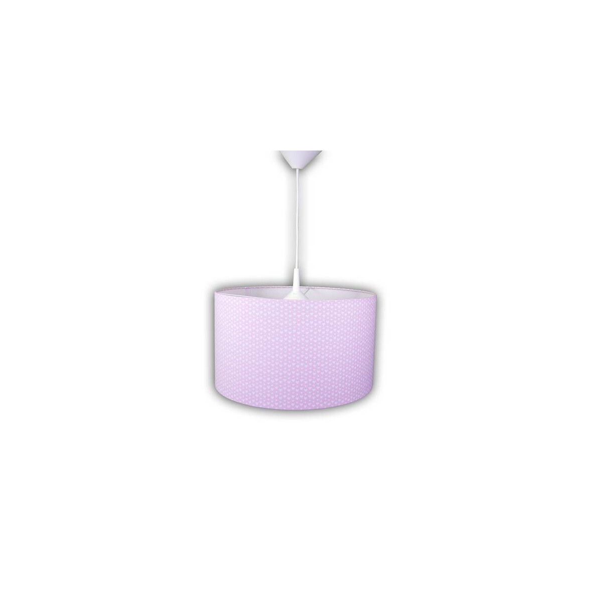 Stoff-Pendelleuchte Miniherzen weiß/rosa