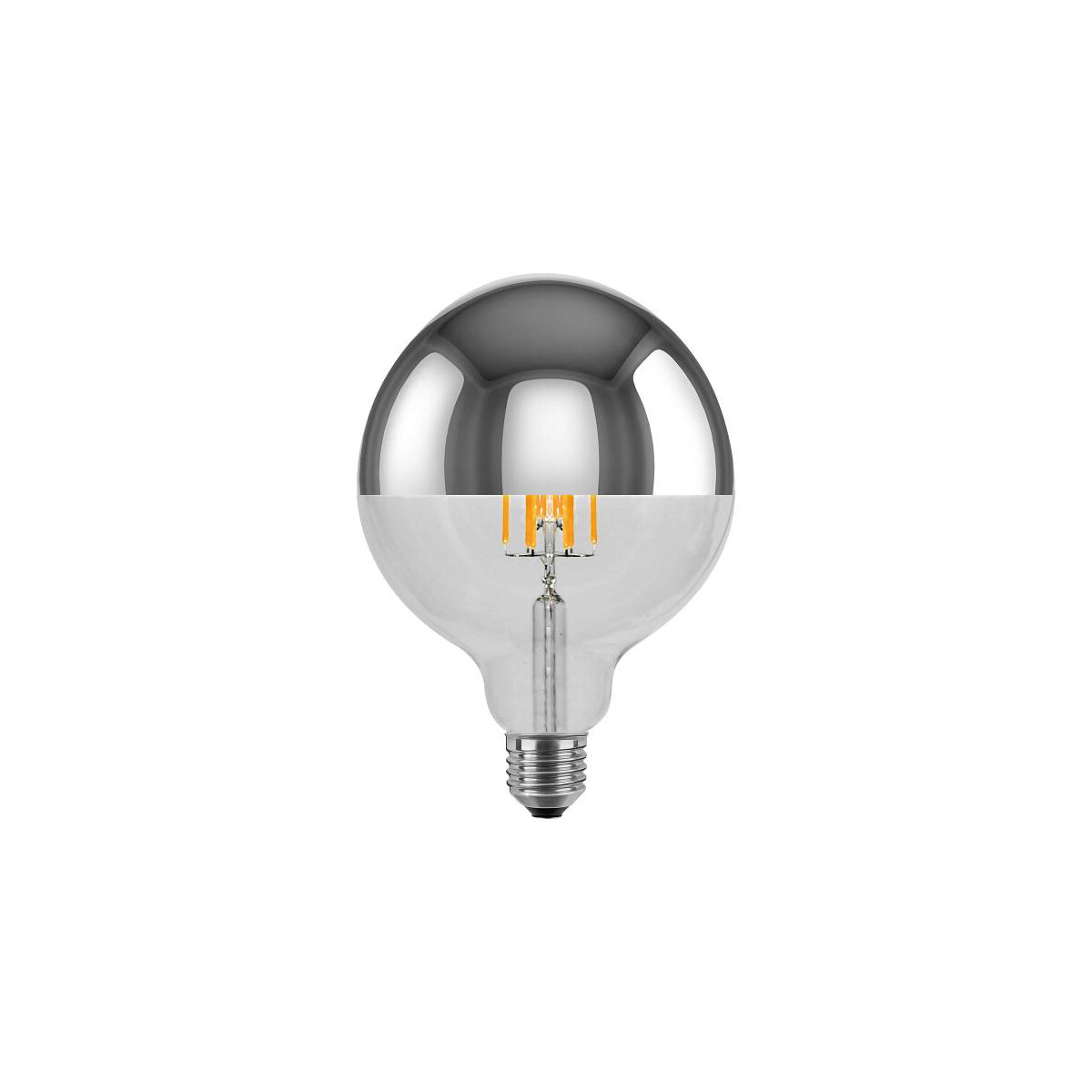 E27 LED Globe 125 Spiegelkopf Silber warmweiß