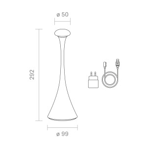Akku-Tischleuchte Nudrop 290mm graphitgrau