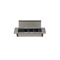 Einbausteckdose Flat Box edelstahl 3 Stecker 5